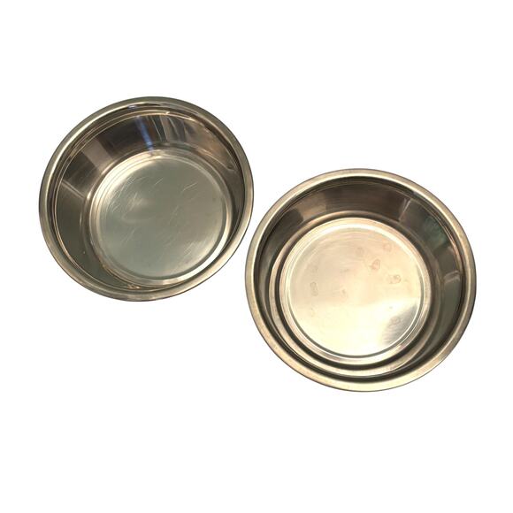 Stainless Steel Set of 2 Dog Bowls Gray Black - Picture 2 of 6